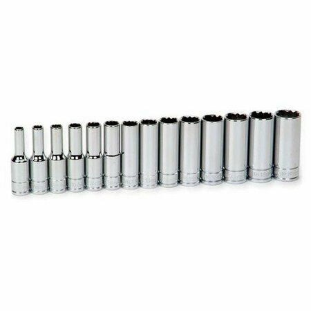 WILLIAMS Socket Set, 14 Pieces, 3/8 Inch Dr, Deep, 3/8 Inch Size JHW31936